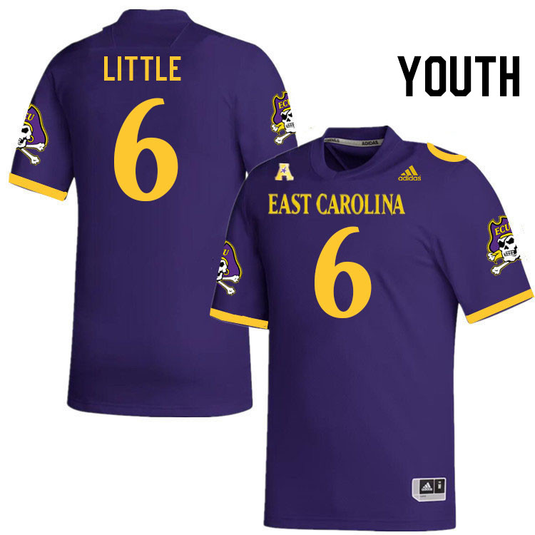 Youth #6 Ty Little ECU Pirates College Football Jerseys Stitched Sale-Purple